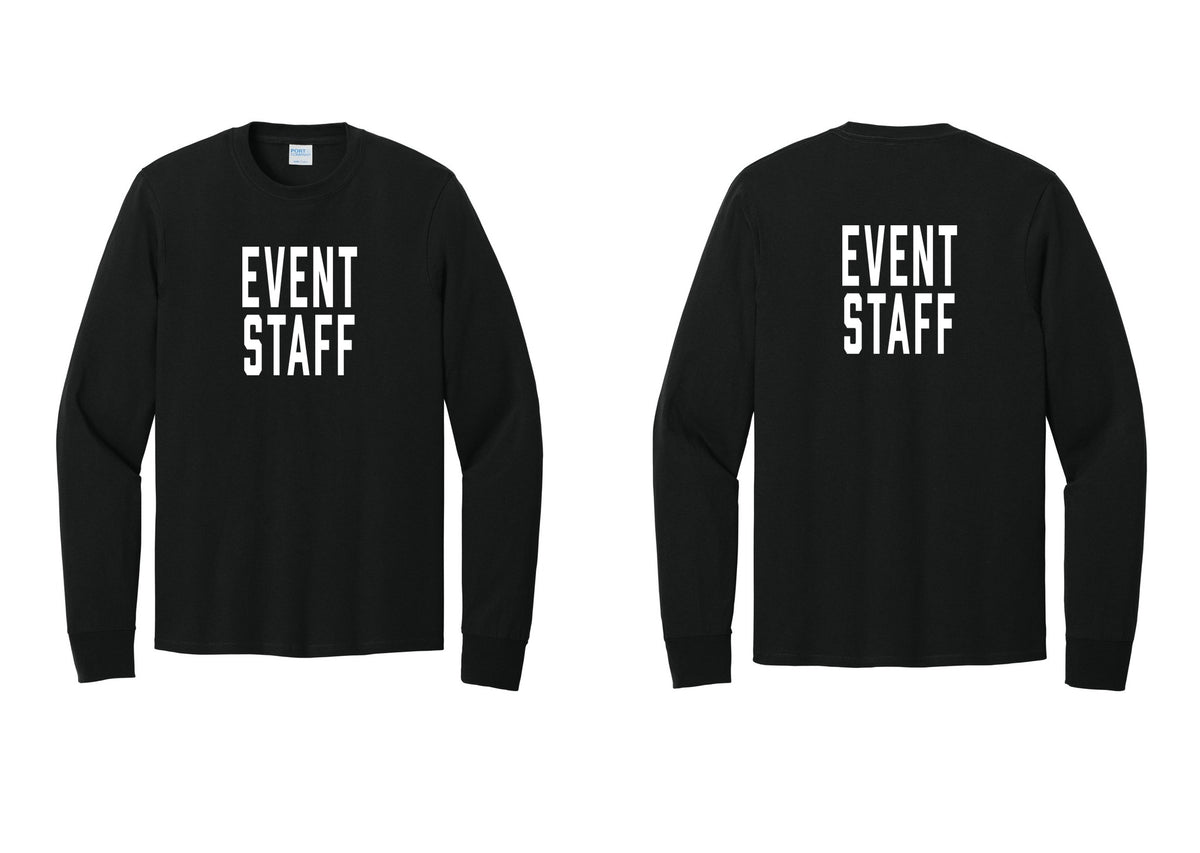 NYC Factory Event Staff Cotton Long Sleeve T-Shirt (Classic) - Front + Back - Black