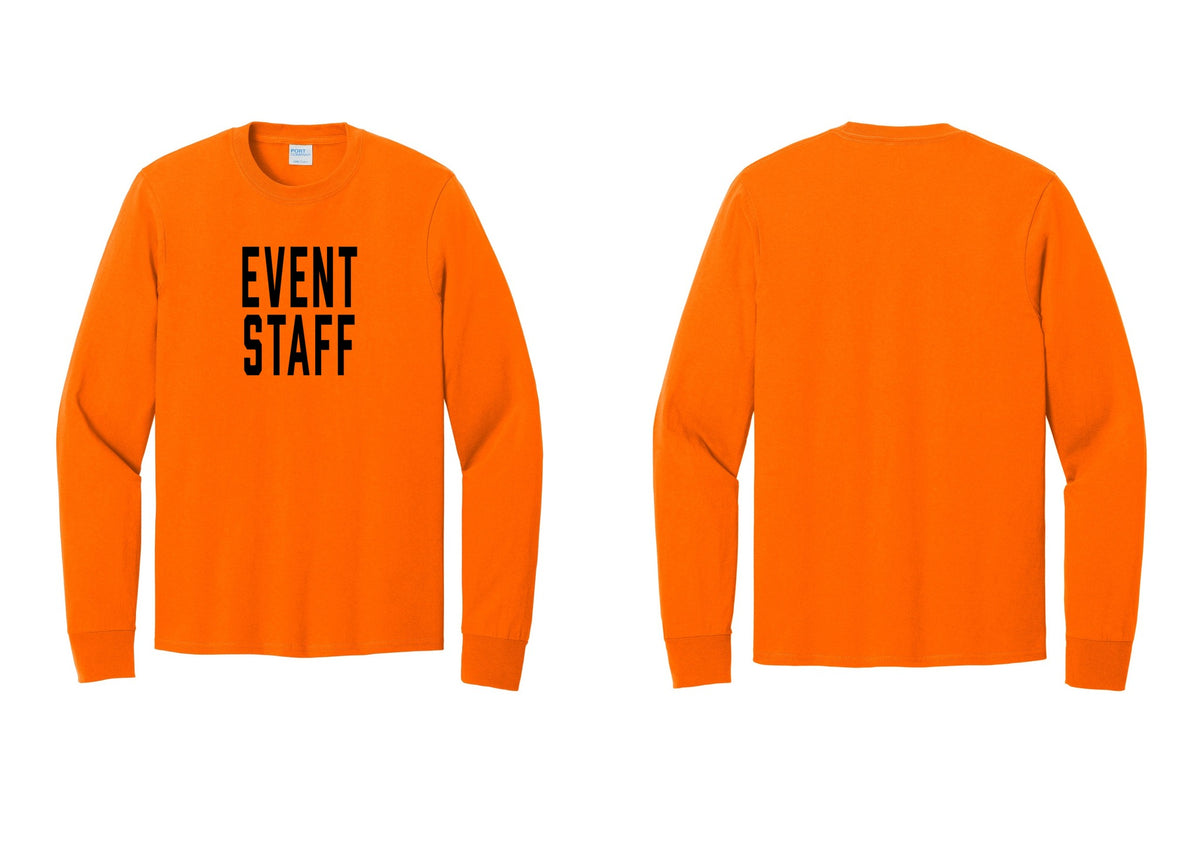 NYC Factory Event Staff Cotton Long Sleeve T-Shirt (Classic) - Front Only - Safety Orange