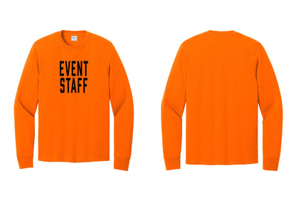 NYC Factory Event Staff Cotton Long Sleeve T-Shirt (Classic) - Front Only - Safety Orange