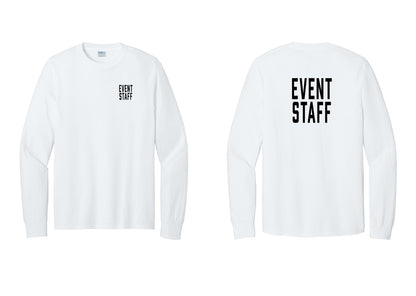 NYC Factory Event Staff Cotton Long Sleeve T-Shirt (Classic) - Chest + Back - White