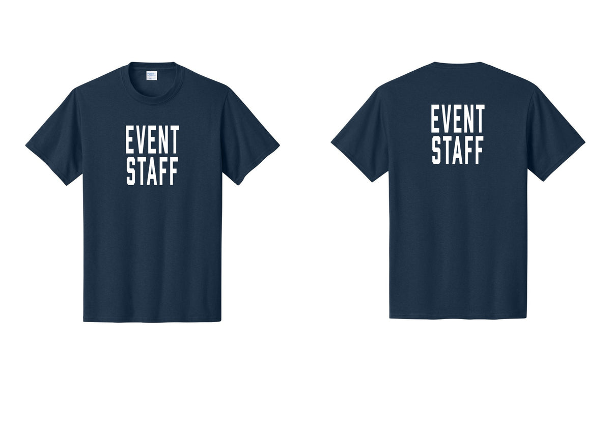 NYC Factory Event Staff T-Shirt, Condensed Lettering - Front + Back - Navy
