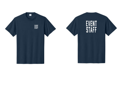 NYC Factory Event Staff T-Shirt, Condensed Lettering - Chest + Back - Navy