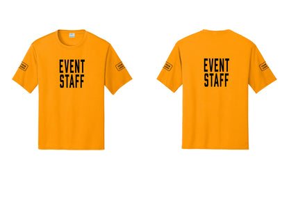 NYC Factory Custom Logo Event Staff Performance T-Shirt (Classic) - Front + Back + Your Logo Sleeves - Gold