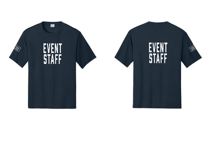 NYC Factory Custom Logo Event Staff Performance T-Shirt (Classic) - Front + Back + Your Logo Sleeve - Navy