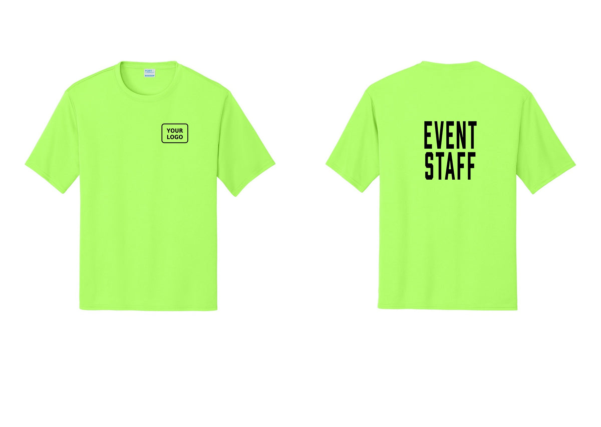 NYC Factory Custom Logo Event Staff Performance T-Shirt (Classic) - Your Logo + Back - Neon Green