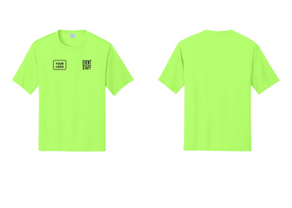 NYC Factory Custom Logo Event Staff Performance T-Shirt (Classic) - EVENT STAFF + Your Logo - Neon Green