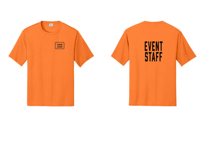 NYC Factory Custom Logo Event Staff Performance T-Shirt (Classic) - Your Logo + Back - Neon Orange