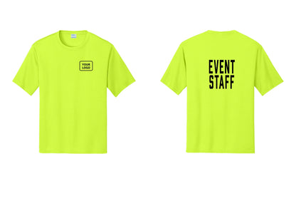 NYC Factory Custom Logo Event Staff Performance T-Shirt (Classic) - Your Logo + Back - Neon Yellow