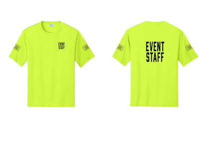 NYC Factory Custom Logo Event Staff Performance T-Shirt (Classic) - Chest + Back + Your Logo Sleeves - Neon Yellow
