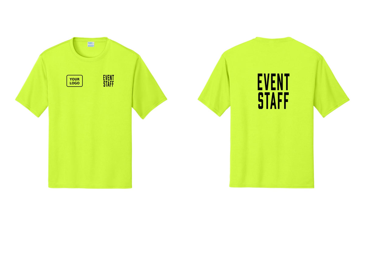 NYC Factory Custom Logo Event Staff Performance T-Shirt (Classic) - EVENT STAFF + Your Logo + Back - Neon Yellow