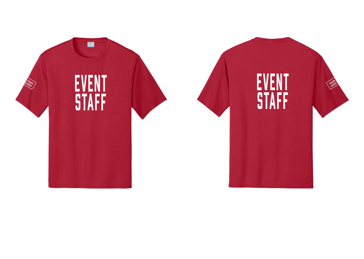 NYC Factory Custom Logo Event Staff Performance T-Shirt (Classic) - Front + Back + Your Logo Sleeve - Red