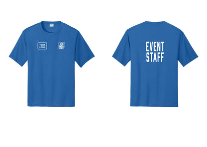 NYC Factory Custom Logo Event Staff Performance T-Shirt (Classic) - EVENT STAFF + Your Logo + Back - Royal