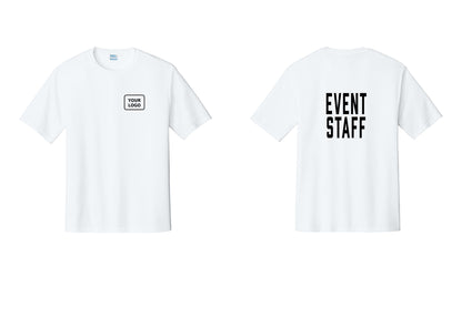 NYC Factory Custom Logo Event Staff Performance T-Shirt (Classic) - Your Logo + Back - White