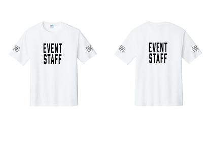 NYC Factory Custom Logo Event Staff Performance T-Shirt (Classic) - Front + Back + Your Logo Sleeves - White