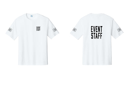 NYC Factory Custom Logo Event Staff Performance T-Shirt (Classic) - Chest + Back + Your Logo Sleeves - White