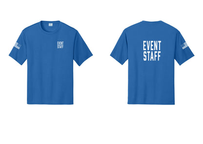 NYC Factory Event Staff Performance T-Shirt (Classic) - Chest + Back + US Flag Sleeve - Royal