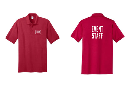 NYC Factory Custom Logo Event Staff Polo Shirt (Classic) - Your Logo + Back - Red