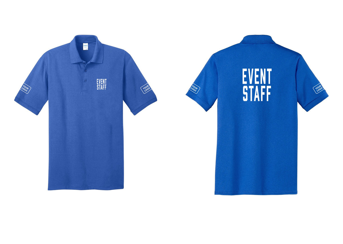 NYC Factory Custom Logo Event Staff Polo Shirt (Classic) - Chest + Back + Your Logo Sleeves - Royal