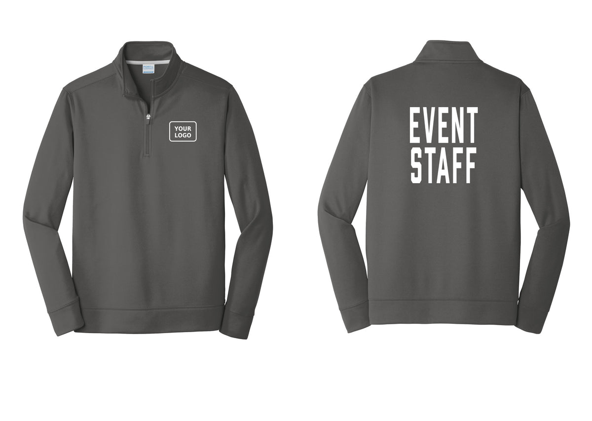 NYC Factory Custom Logo Event Staff Performance Fleece 1/4-Zip Pullover Sweatshirt (Classic) - Your Logo + Back - Charcoal