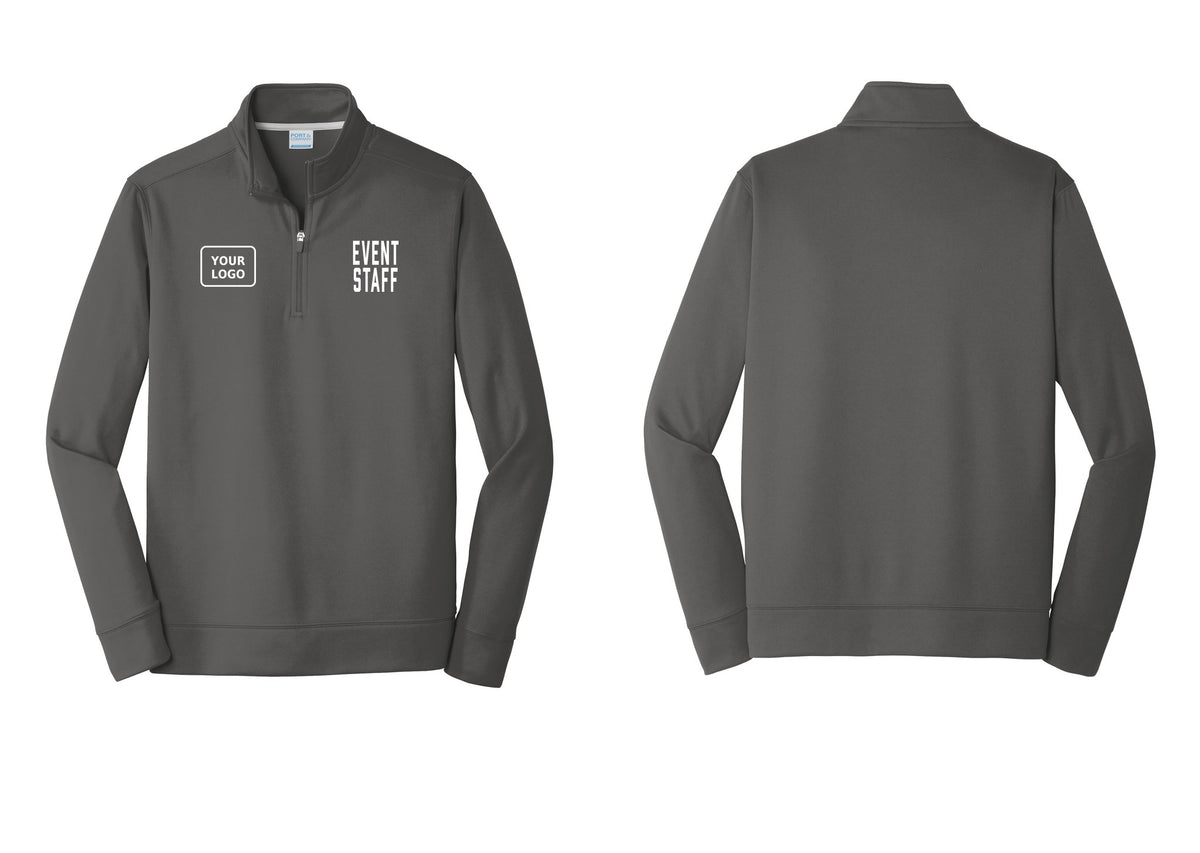 NYC Factory Custom Logo Event Staff Performance Fleece 1/4-Zip Pullover Sweatshirt (Classic) - EVENT STAFF + Your Logo - Charcoal
