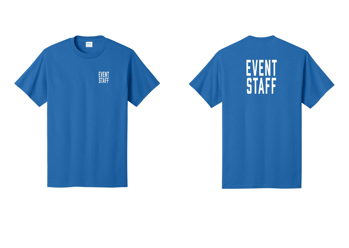 NYC Factory Event Staff T-Shirt, Condensed Lettering - Chest + Back - Royal