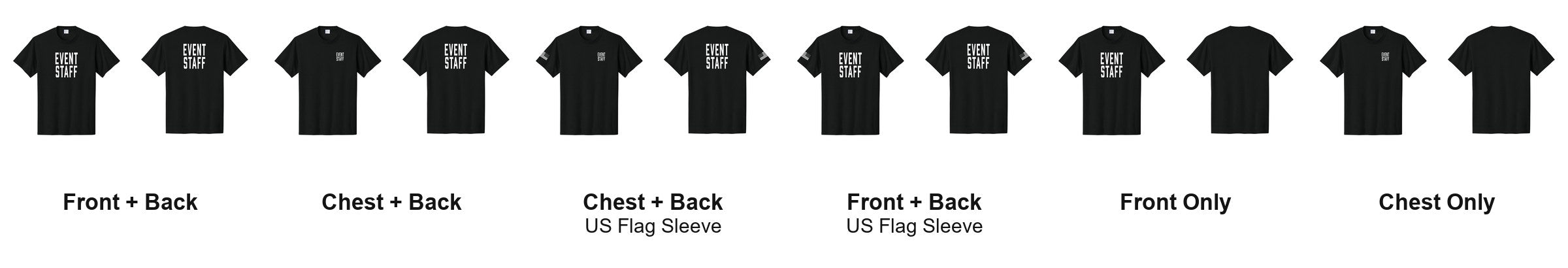 EVENT STAFF t-shirt print layouts