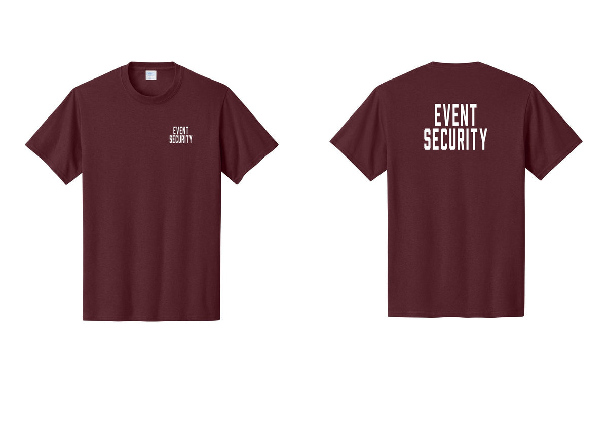 NYC Factory Event Security T-Shirt for Venues & Crowd Management (Classic) - Chest + Back - Athletic Maroon