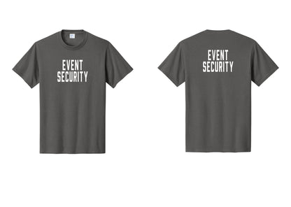 NYC Factory Event Security T-Shirt for Venues & Crowd Management (Classic) - Front + Back - Charcoal