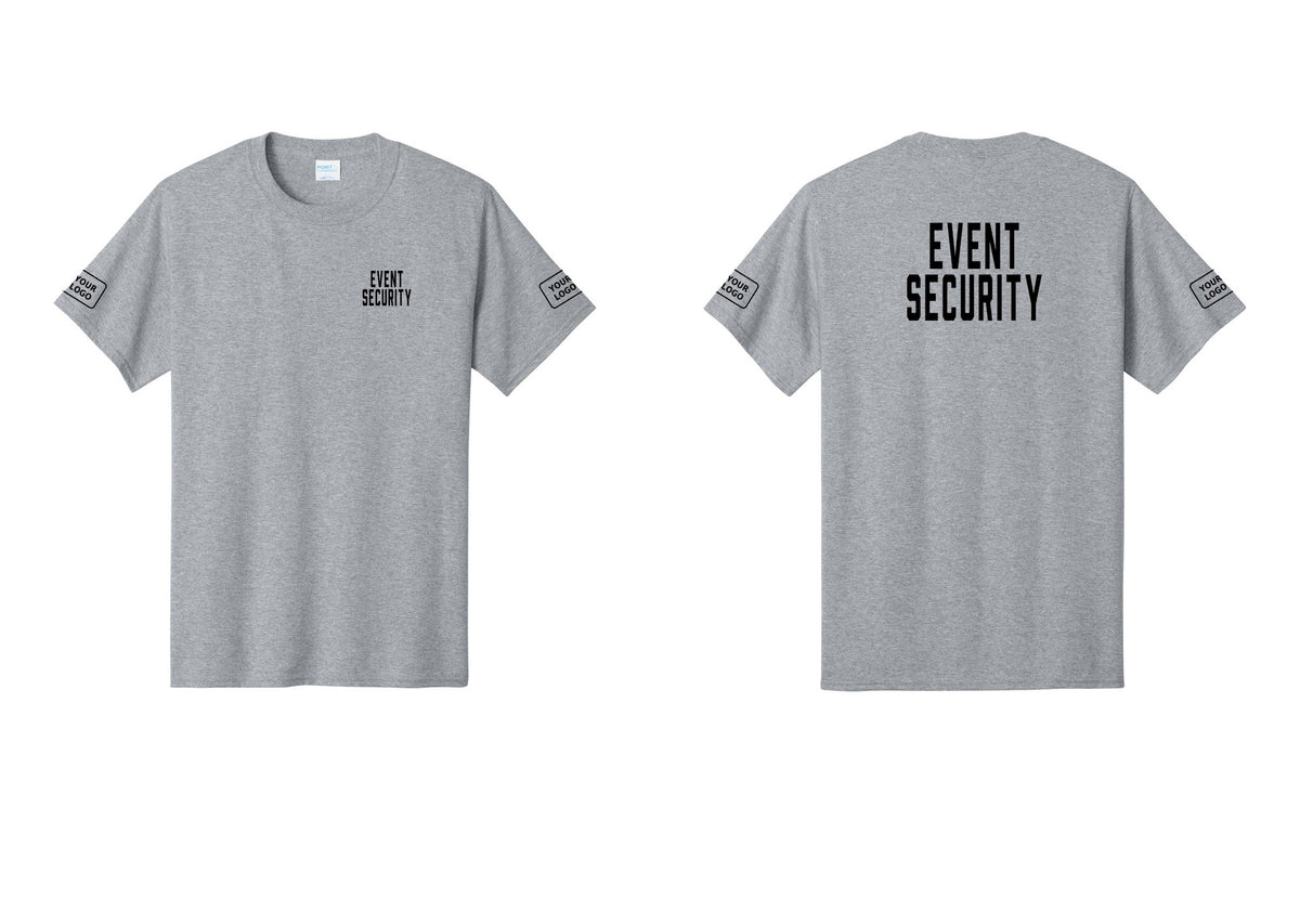 NYC Factory Custom Logo Event Security T-Shirt for Venues & Crowd Management (Classic) - Chest + Back + Your Logo Sleeves - Athletic Heather
