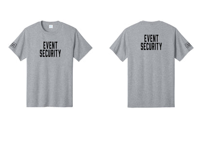 NYC Factory Custom Logo Event Security T-Shirt for Venues & Crowd Management (Classic) - Front + Back + Your Logo Sleeve - Athletic Heather