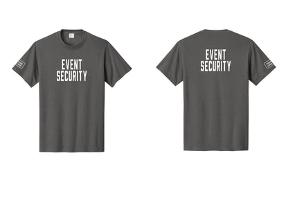 NYC Factory Custom Logo Event Security T-Shirt for Venues & Crowd Management (Classic) - Front + Back + Your Logo Sleeve - Charcoal