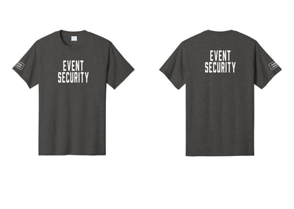 NYC Factory Custom Logo Event Security T-Shirt for Venues & Crowd Management (Classic) - Front + Back + Your Logo Sleeve - Dark Heather Grey