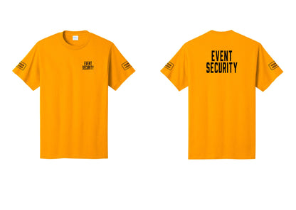 NYC Factory Custom Logo Event Security T-Shirt for Venues & Crowd Management (Classic) - Chest + Back + Your Logo Sleeves - Gold