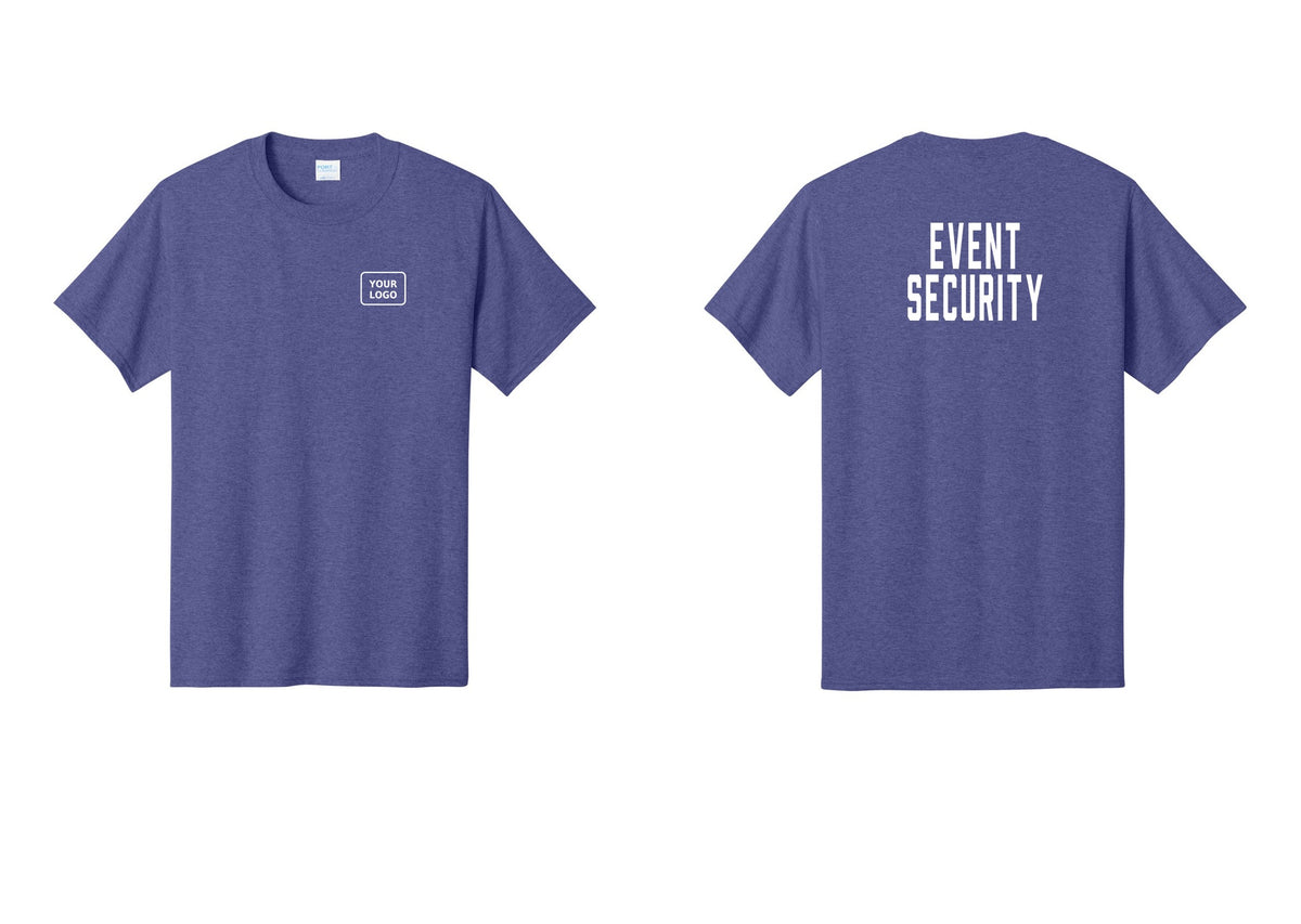 NYC Factory Custom Logo Event Security T-Shirt for Venues & Crowd Management (Classic) - Your Logo + Back - Heather Purple