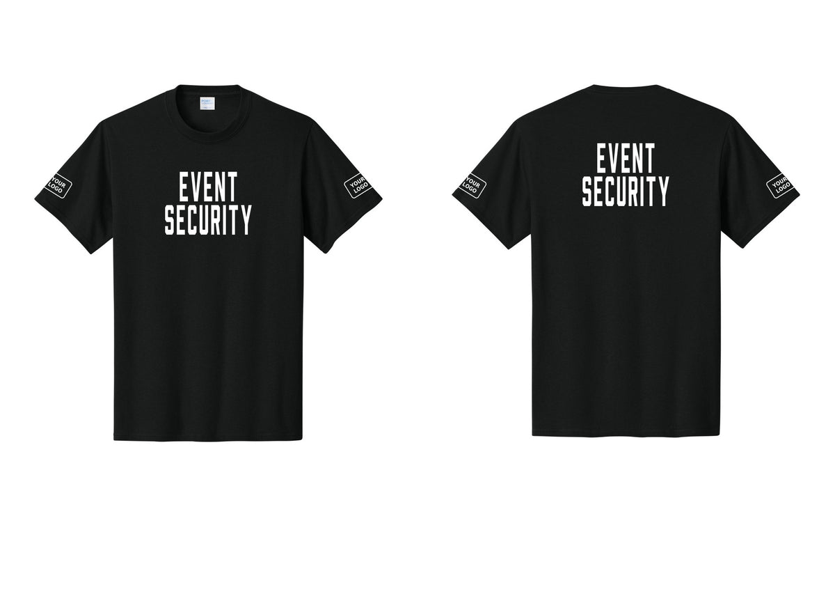 NYC Factory Custom Logo Event Security T-Shirt for Venues & Crowd Management (Classic) - Front + Back + Your Logo Sleeves - Black