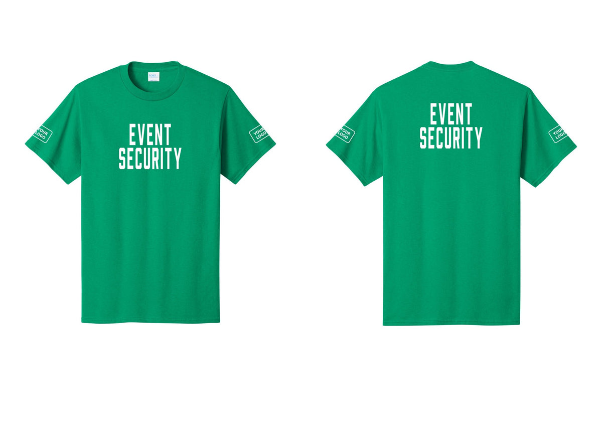 NYC Factory Custom Logo Event Security T-Shirt for Venues & Crowd Management (Classic) - Front + Back + Your Logo Sleeves - Kelly