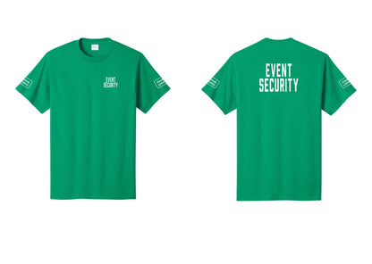 NYC Factory Custom Logo Event Security T-Shirt for Venues & Crowd Management (Classic) - Chest + Back + Your Logo Sleeves - Kelly