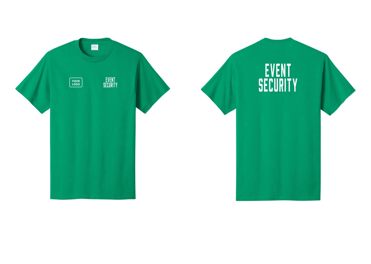 NYC Factory Custom Logo Event Security T-Shirt for Venues & Crowd Management (Classic) - EVENT SECURITY + Your Logo + Back - Kelly