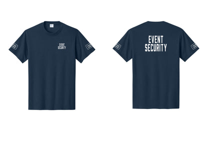 NYC Factory Custom Logo Event Security T-Shirt for Venues & Crowd Management (Classic) - Chest + Back + Your Logo Sleeves - Navy