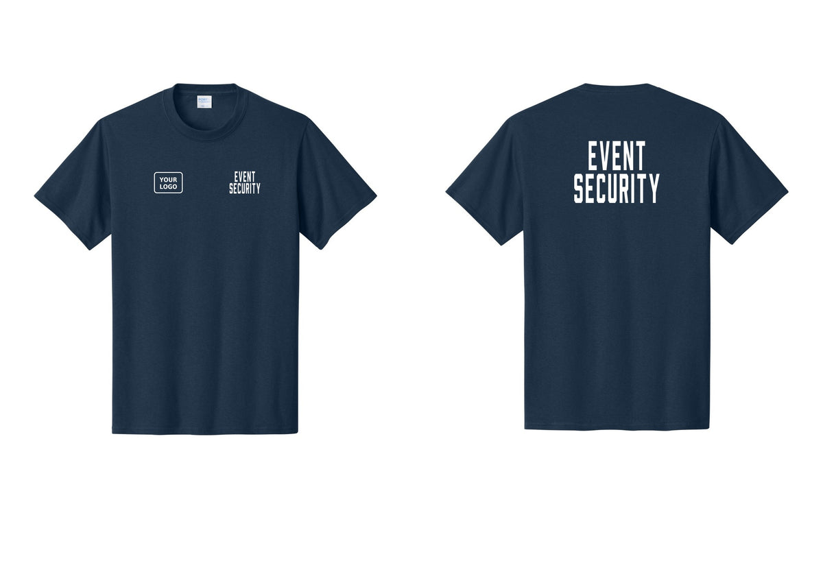 NYC Factory Custom Logo Event Security T-Shirt for Venues & Crowd Management (Classic) - EVENT SECURITY + Your Logo + Back - Navy