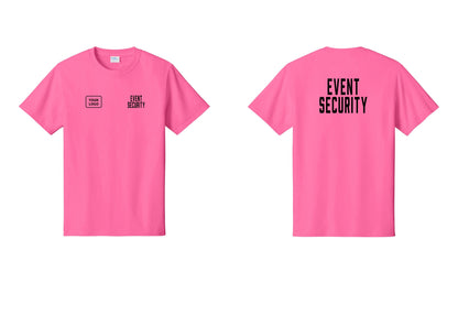 NYC Factory Custom Logo Event Security T-Shirt for Venues & Crowd Management (Classic) - EVENT SECURITY + Your Logo + Back - Neon Pink