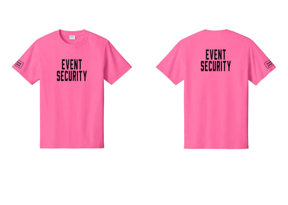 NYC Factory Custom Logo Event Security T-Shirt for Venues & Crowd Management (Classic) - Front + Back + Your Logo Sleeve - Neon Pink