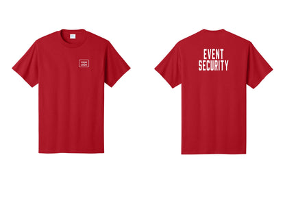 NYC Factory Custom Logo Event Security T-Shirt for Venues & Crowd Management (Classic) - Your Logo + Back - Red