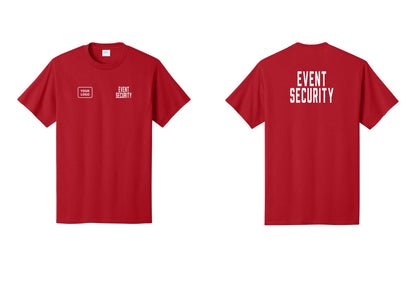 NYC Factory Custom Logo Event Security T-Shirt for Venues & Crowd Management (Classic) - EVENT SECURITY + Your Logo + Back - Red