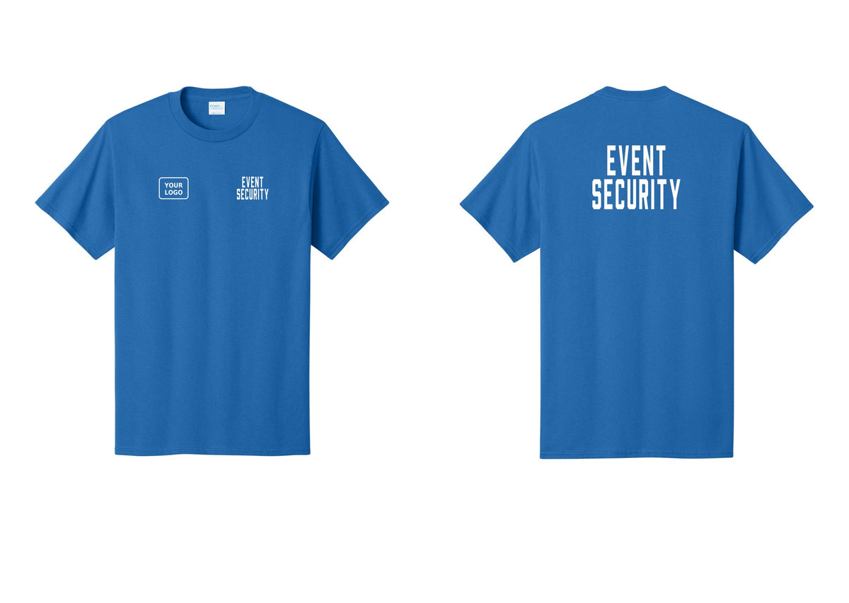 NYC Factory Custom Logo Event Security T-Shirt for Venues & Crowd Management (Classic) - EVENT SECURITY + Your Logo + Back - Royal