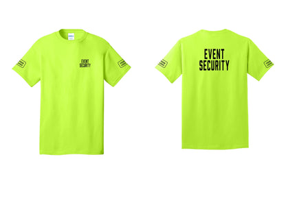 NYC Factory Custom Logo Event Security T-Shirt for Venues & Crowd Management (Classic) - Chest + Back + Your Logo Sleeves - Safety Green