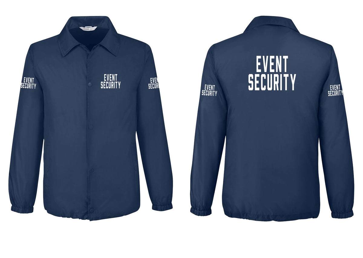 NYC Factory Event Security Snap-Front Coaches Jacket (Classic) - Chest + Back + Event Security Sleeves - Sport Dark Navy