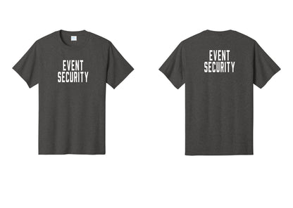NYC Factory Event Security T-Shirt for Venues & Crowd Management (Classic) - Front + Back - Dark Heather Grey