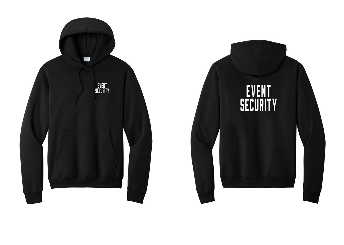 NYC Factory Event Security Cotton Fleece Pullover Hoodie (Classic) - Chest + Back - Black