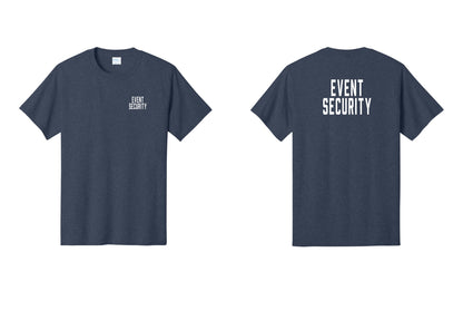 NYC Factory Event Security T-Shirt for Venues & Crowd Management (Classic) - Chest + Back - Heather Navy